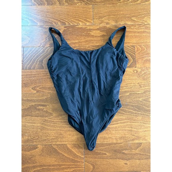 Athleta Ribbed Solid Black One Piece Bathing Suit Swim Size Small - Picture 1 of 5